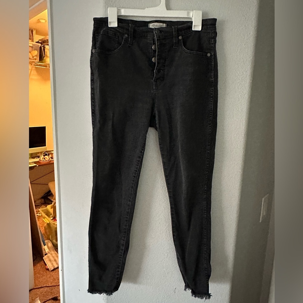 Faded Black Madewell high rise cropped jeans